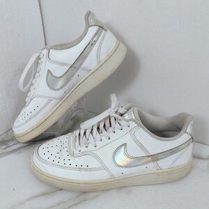 Nike Women's Court Vision Low White Iridescent Sneakers, Sz 8